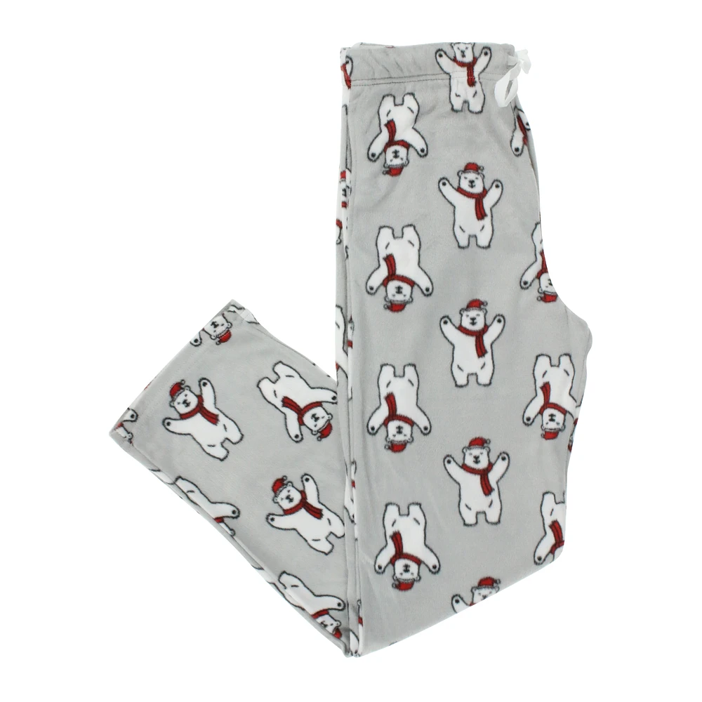 young men's plush lounge pants - polar bear print