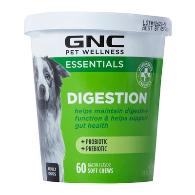 GNC pet wellness essentials probiotic + prebiotic digestion chews 60-count