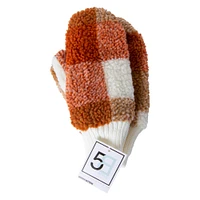 plaid sherpa mittens