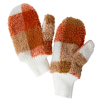 plaid sherpa mittens