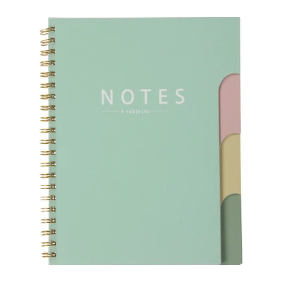 4-subject twin wire tab spiral notebook 8.5in x 11in