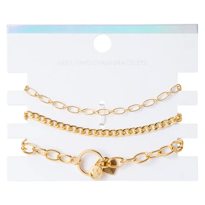 yin-yang gold bracelets 3-piece set