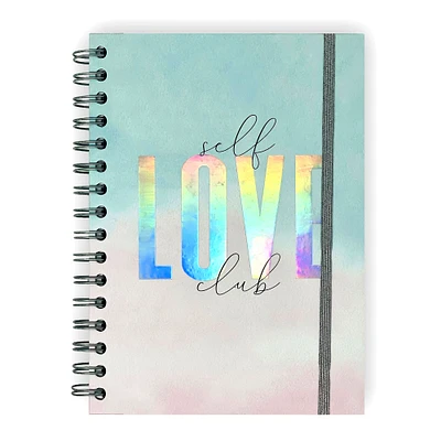 holographic 'self-love club' spiral notebook