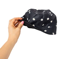 reversible bucket hat - daisy print/black