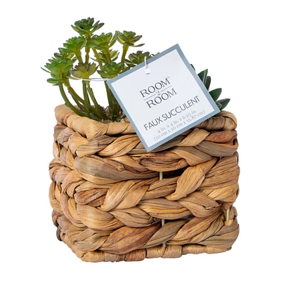 faux succulent plants basket 6.8in