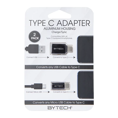 USB & micro USB to type-c adapter 2-pack