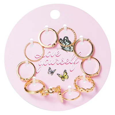 love yourself' 10-piece gold ring set