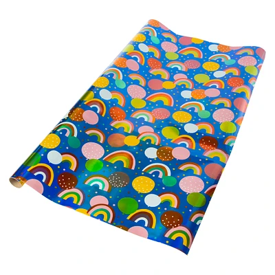 balloon & rainbow foil wrapping paper roll 4ft x 30in