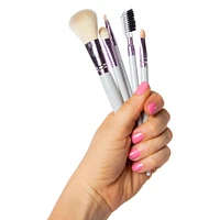 makeup brushes & storage cup 6-piece set - pink