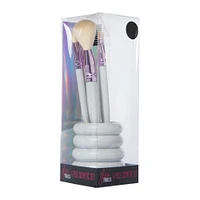 makeup brushes & storage cup 6-piece set - pink