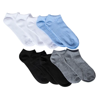 ladies blue, gray, white ankle socks 10-pack
