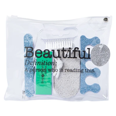 pedicure set & glitter bag 10-piece