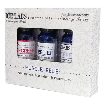ice labs handcrafted essential oil blends for muscle relief 3-pack