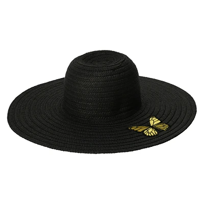 raffia woven sun hat w/ embroidery