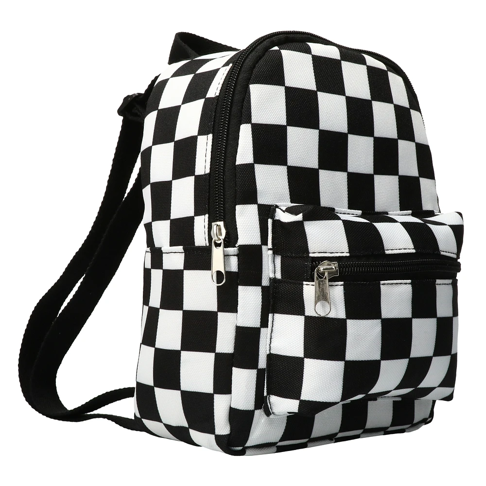 checkered mini backpack 10in x 7.5in
