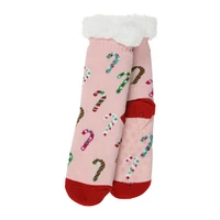 ladies holiday sherpa slipper socks