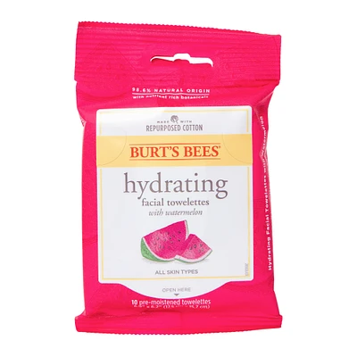 burt's bees® hydrating facial towelettes with watermelon 10-count