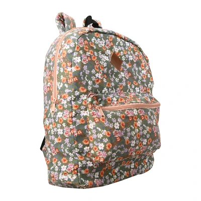 floral printed canvas backpack 16in