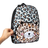 fuzzy printed backpack 16in