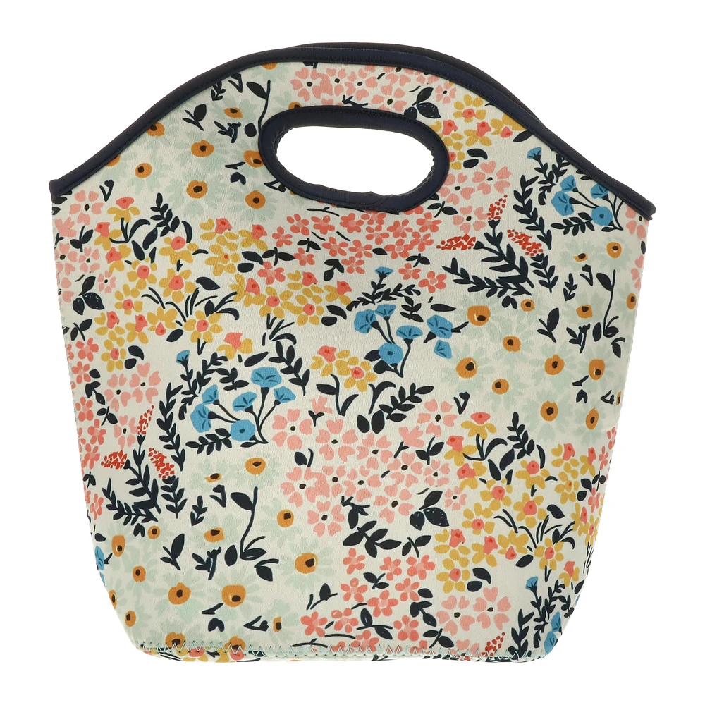 floral print lunch tote bag 11.5in x 11.75in