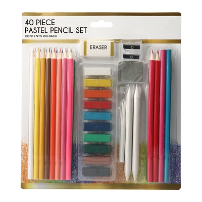 40-piece pastels & colored pencils set