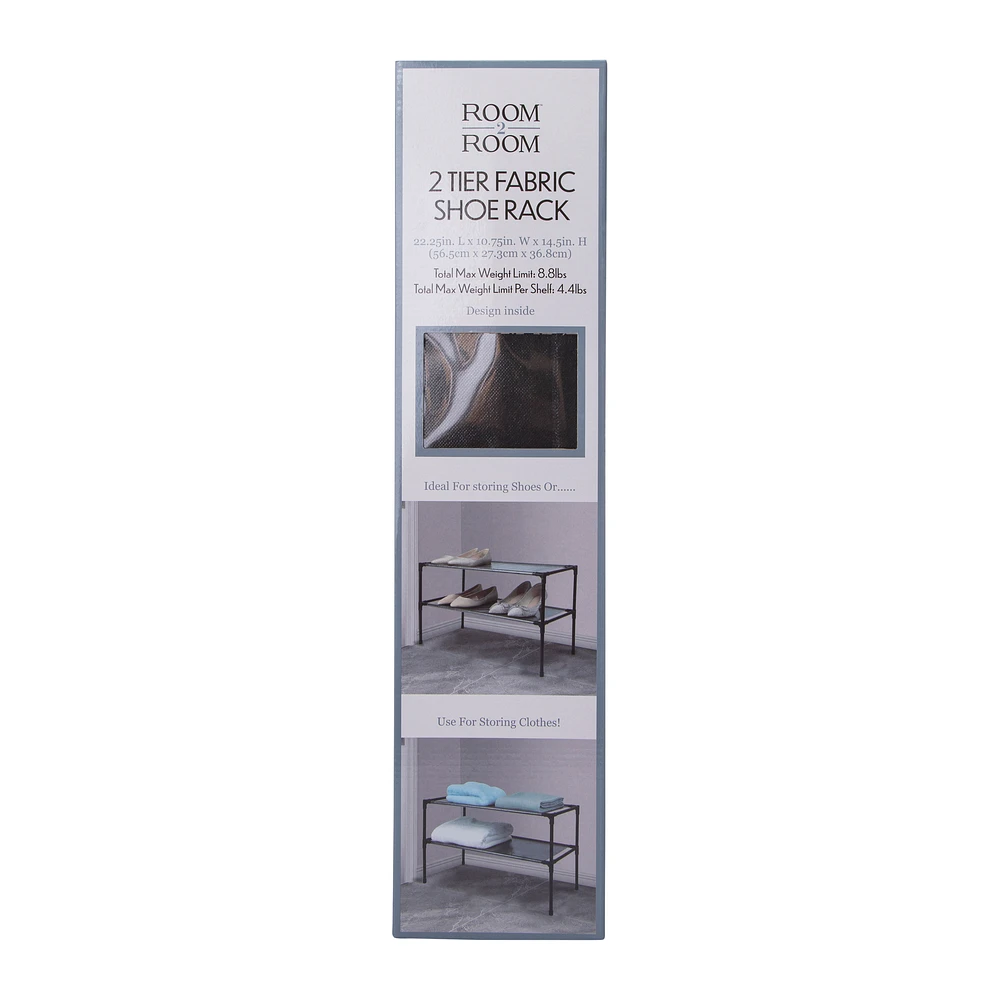 2-tier fabric shelf shoe rack 22.25in x 10.75in