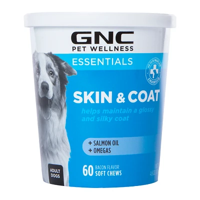 gnc® pet wellness essentials skin & coat soft chews for dogs 60-count