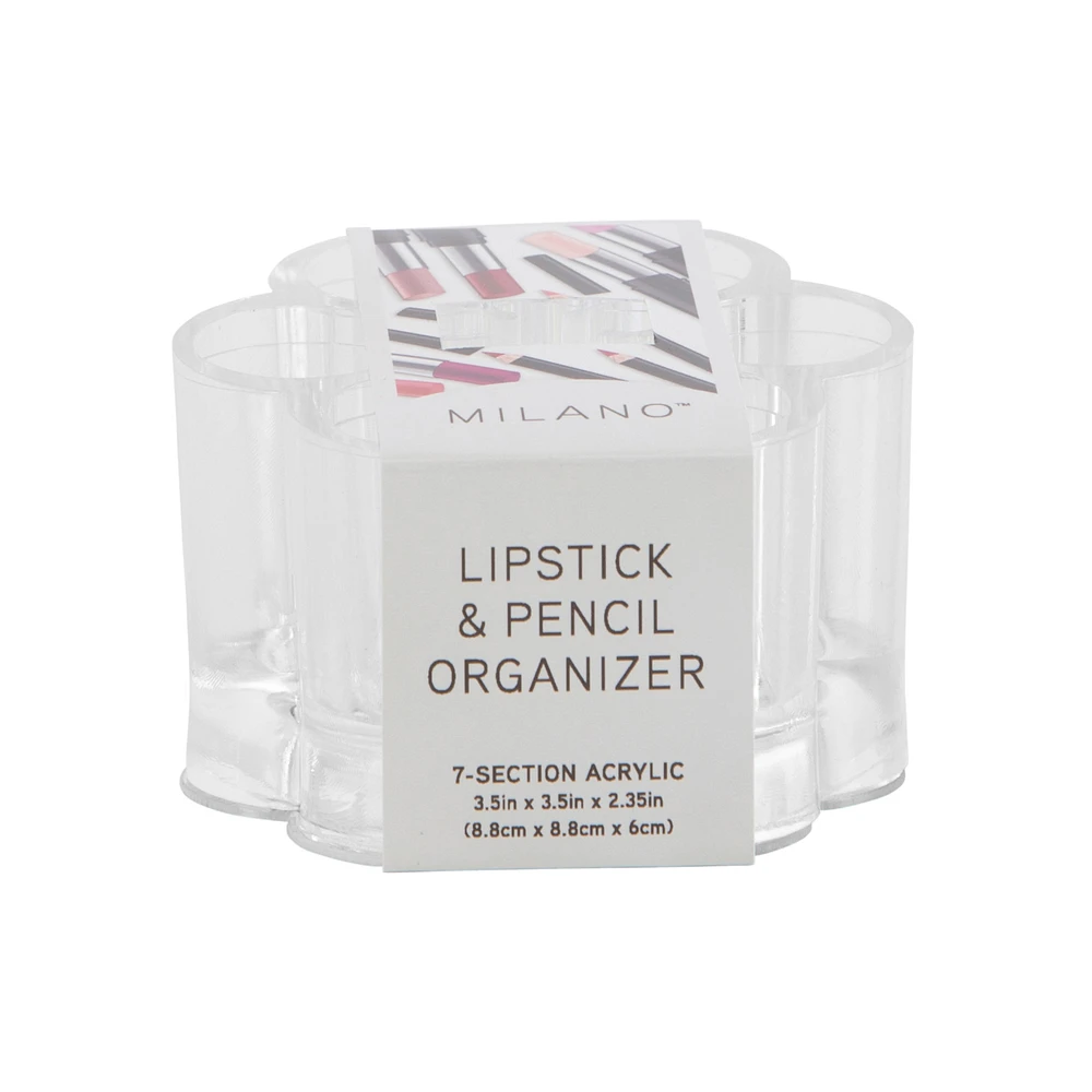 milano™ 7-section acrylic lipstick & pencil makeup organizer