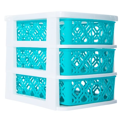 woven stackable 3-drawer mini organizer 7.5in x 6.3in