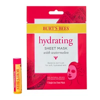 burt's bees® me moment duo hydrating sheet mask with watermelon & watermelon lip balm
