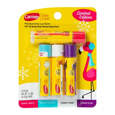 limited edition carmex® daily care® holiday lip balm spf 4-pack