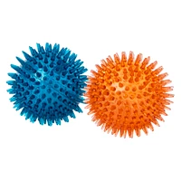 fetch & chew spikey ball squeaker dog toys 2-pack