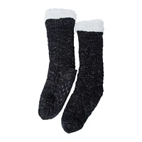 ladies knit faux fur cabin socks