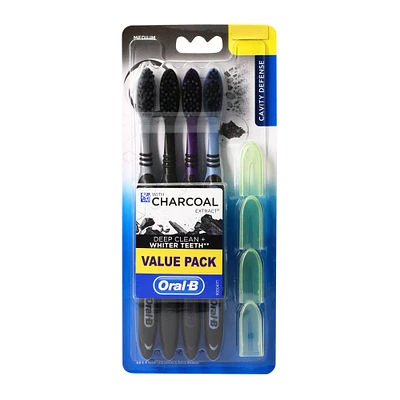 oral-b® charcoal extract cavity defense toothbrush value pack 4-count