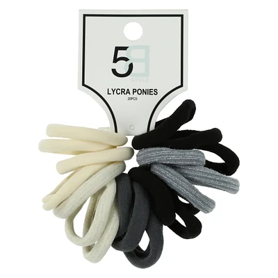 20-piece lycra ponytail holders