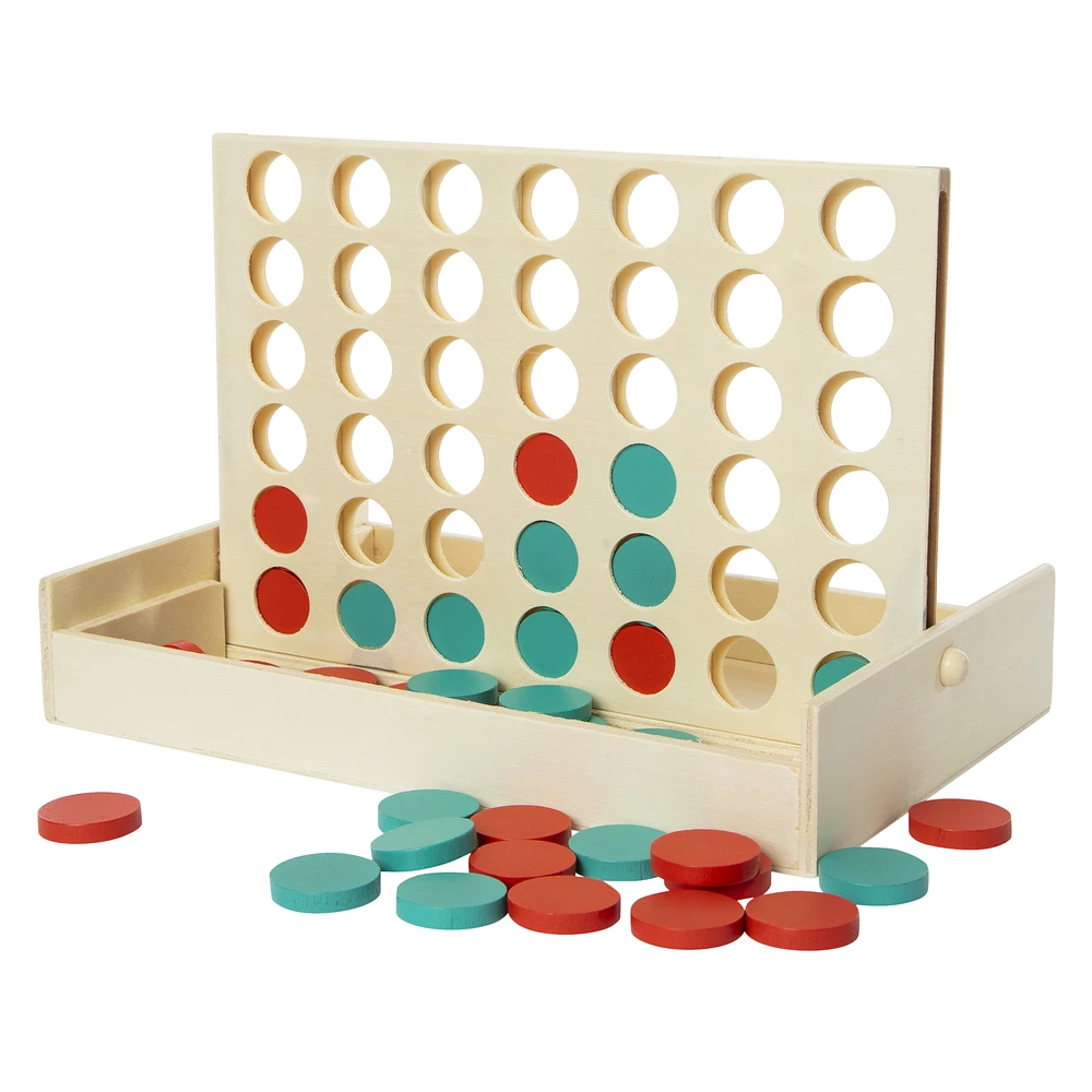 four in a row wooden game