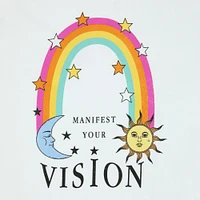 rainbow 'manifest your vision' graphic tee