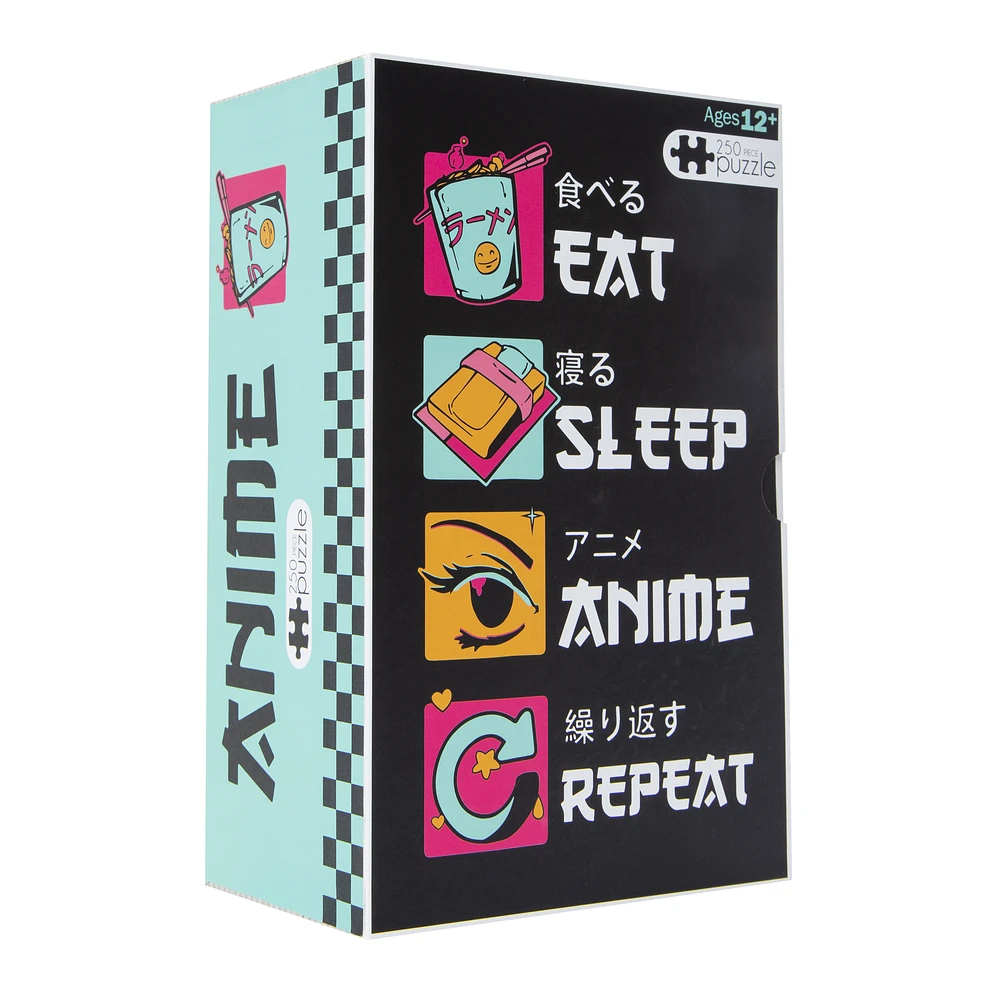 ‘’eat sleep anime repeat’ jigsaw puzzle 250-pieces