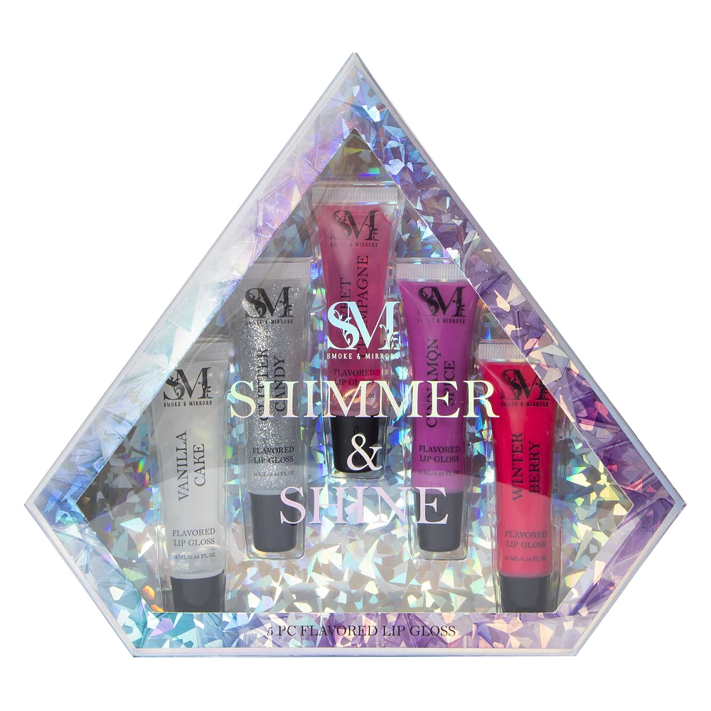 smoke & mirrors shimmer & shine flavored lip gloss set 5-piece