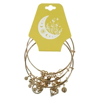 gold charm bracelets 3-count set