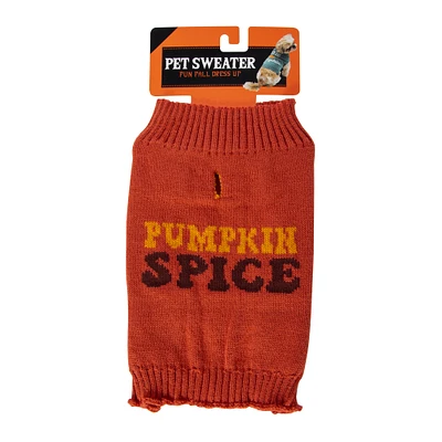 'pumpkin spice' fall pet sweater