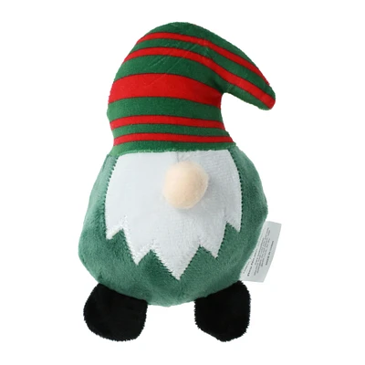 holiday gnome squeaker ball dog toy 6in x 3in