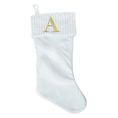 cream monogram stocking 18in