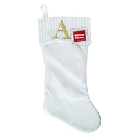 cream monogram stocking 18in