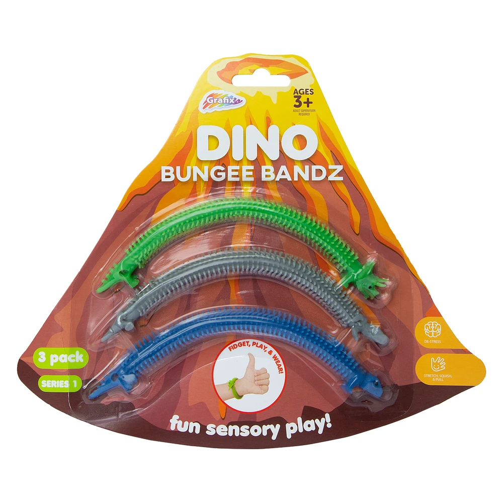dino bungee bandz fidget toy 3-pack