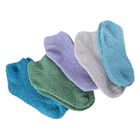 ladies fuzzy quarter crew socks 5-pack