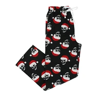 young mens plush holiday lounge pants - santa skull