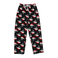 young mens plush holiday lounge pants - santa skull