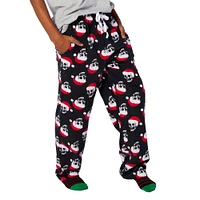 young mens plush holiday lounge pants - santa skull