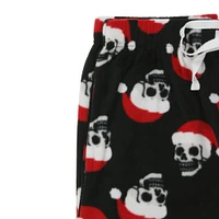 young mens plush holiday lounge pants - santa skull